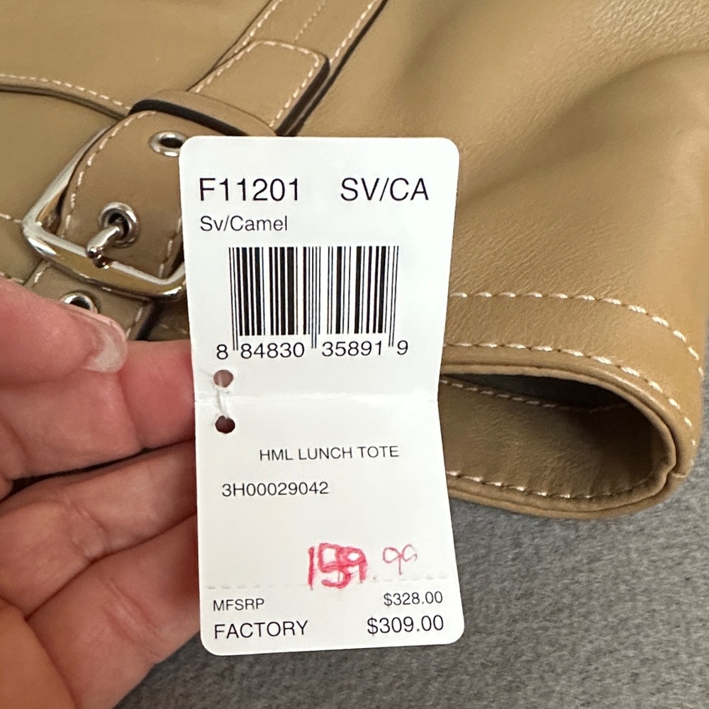 Coach F11201 Camel Tan Leather Shoulder Bag HML Lunch Tote New with Tags - Picture 12 of 16